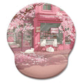 Limkrian Cat Ergonomic Mouse Pad With Wrist Rest, Pink Cherry Blossom Computer Mouse Pad Wrist Support With Non-Slip Pain Relief