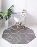Unique Loom Trellis Frieze Collection Area Rug - Geometric (7 10 Octagon, Light Gray/ Ivory)