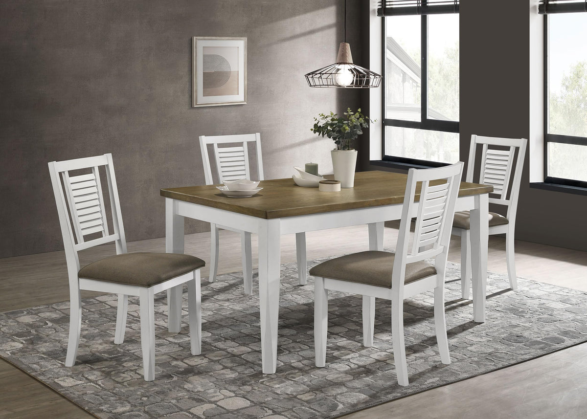 Coaster Home Furnishings Appleton 5-Piece Rectangular Dining Set Brown Brushed and White