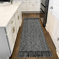 Collive Hallway Runner Rug, 2 x 6 Hand-Woven Reversible Washable , Black Cotton Modern Farmhouse Laundry Room Rug Long Carpet 