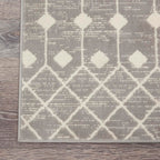 Nourison Grafix Moroccan Grey 2'3' X 7'6' Area Rug, Easy Cleaning, Non Shedding, Bed Room, Living Room, Dining Room, Kitchen (