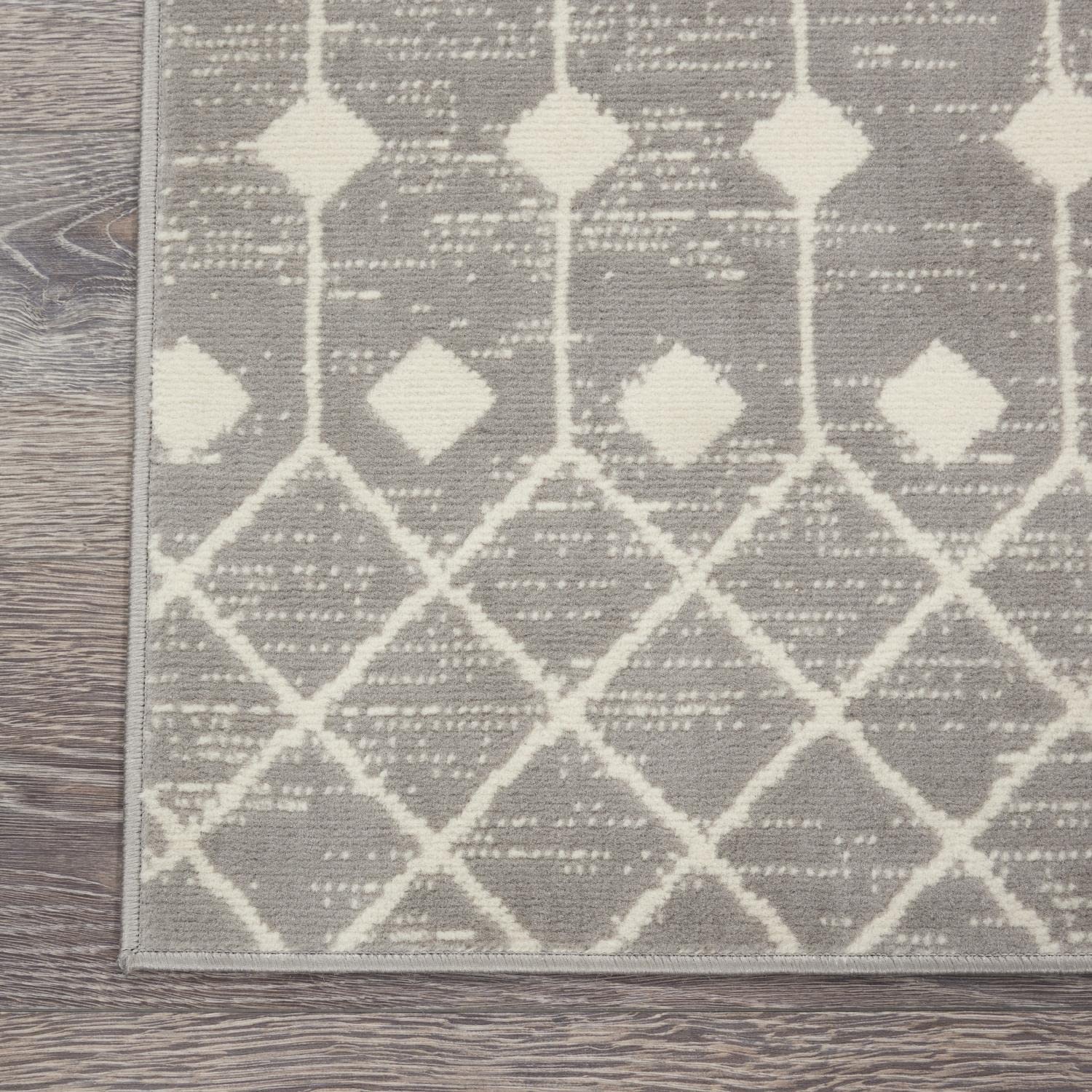 Nourison Grafix Moroccan Grey 2'3' X 12' Area Rug, Easy Cleaning, Non Shedding, Bed Room, Living Room, Dining Room, Kitchen (2X