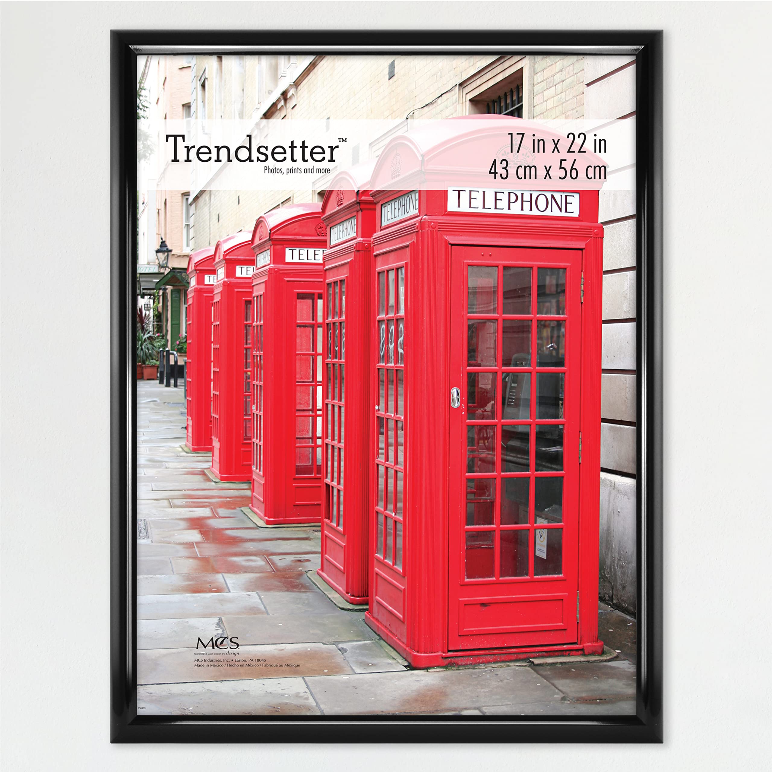 MCS Trendsetter 17x22 Poster Frame Black High-Gloss, Vertical & Horizontal Wall Hanging Large Picture Frame for Photos, Posters 