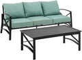 Crosley Furniture Kaplan 2-Piece Outdoor Sofa Patio Furniture Set, Conversation Sets For Porch, Deck, Oiled Bronze With Mist Cushions