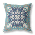 HomeRoots 26' X 26' Gray and Blue Broadcloth Floral Throw Pillow