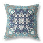 HomeRoots 26' X 26' Gray and Blue Broadcloth Floral Throw Pillow