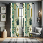 Ambesonne Mid Century Modern Curtains, Abstract Circles Leaves and Stripes in Nature Color Palette, Window Treatments 2 Panel Se