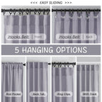 Light Purple Linen Back Tab Curtains 102 Inches Long 2 Panels Set For High Windows - Rustic Hooks Belt Pinch Pleated Look Easy Sliding Curtains Pocket Light Filtering Semi Privacy Drapres Lavender