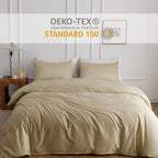 Heimenaogo Egyptian Cotton Duvet Cover Queen Size Sateen Weave, Silky Soft And Breathable Bedding Set With Zipper Closure, Long