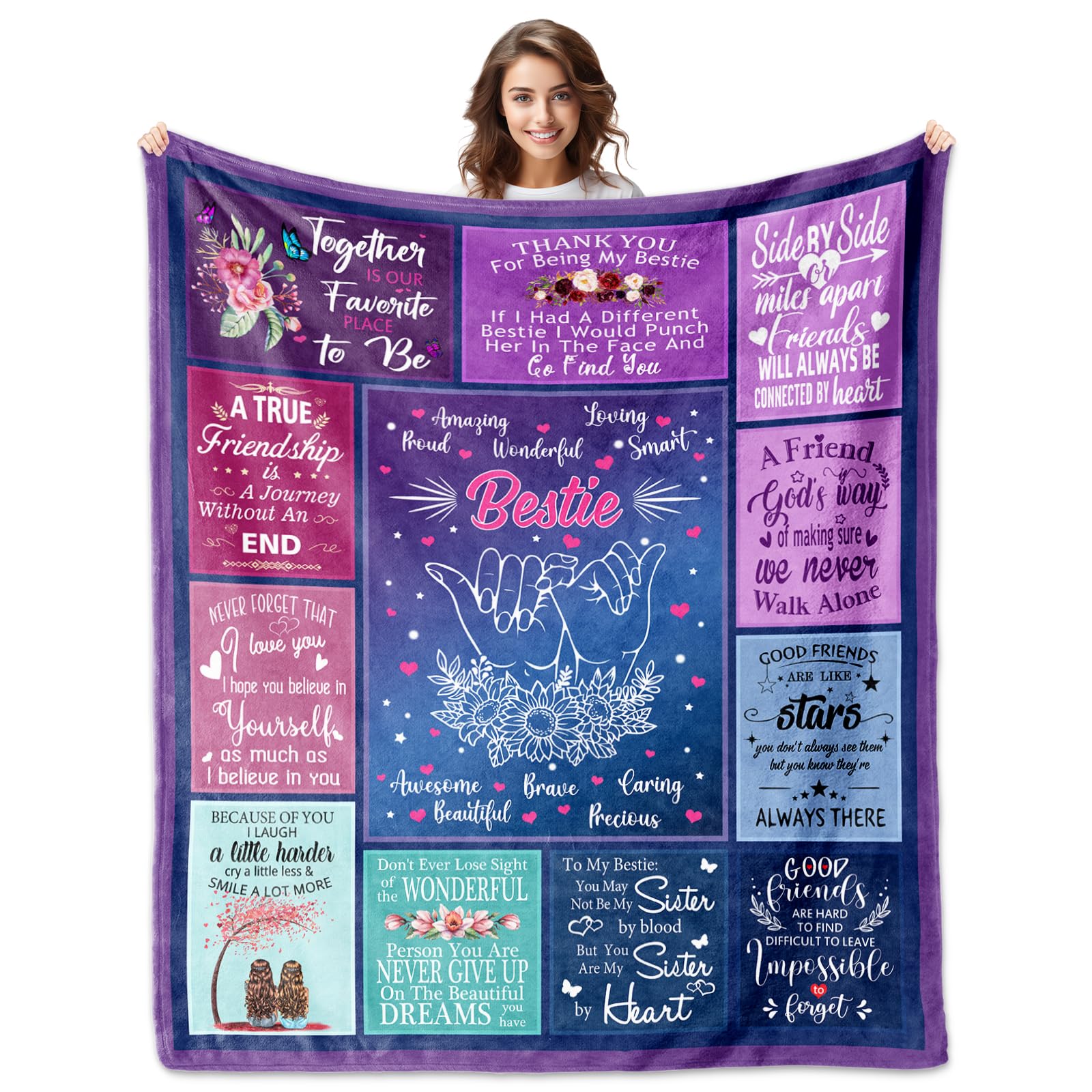 Bestie Gifts For Women, Bff Gifts For Best Friends Women, Bestie Gifts Blanket 60'X50', Bestie Birthday Gifts For Women, Siste