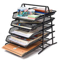 Dgools File Desk Tray, 5Tier Metal Mesh File,Documents,Letters,A4 Size Organiser With Slidable Compartments Black (Desk Organiz