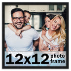 CountryArtHouse 12x12 Frame Black Solid Pine Wood Picture Frame Includes UV Acrylic Plexiglass, Acid Free Foam Backing Board and