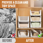 Neprock Stackable Plastic Storage Drawers For Closet Organizers And Storage,4 Pack Open Storage Bins Closet Shelf Clothes Organizer For Closet Wardrobe(4L)