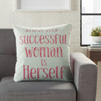 HomeRoots Grey Cotton Successful Woman Pink Decroative Throw Pillow