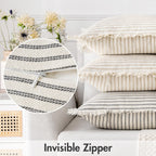 Miulee Pack Of 2 Gray Pillow Covers 26X26 Inch Striped Farmhouse Couch Throw Pillow Covers With Fringe Chic Linen Decorative Cushion Covers For Sofa Living Room Bed Home Decor