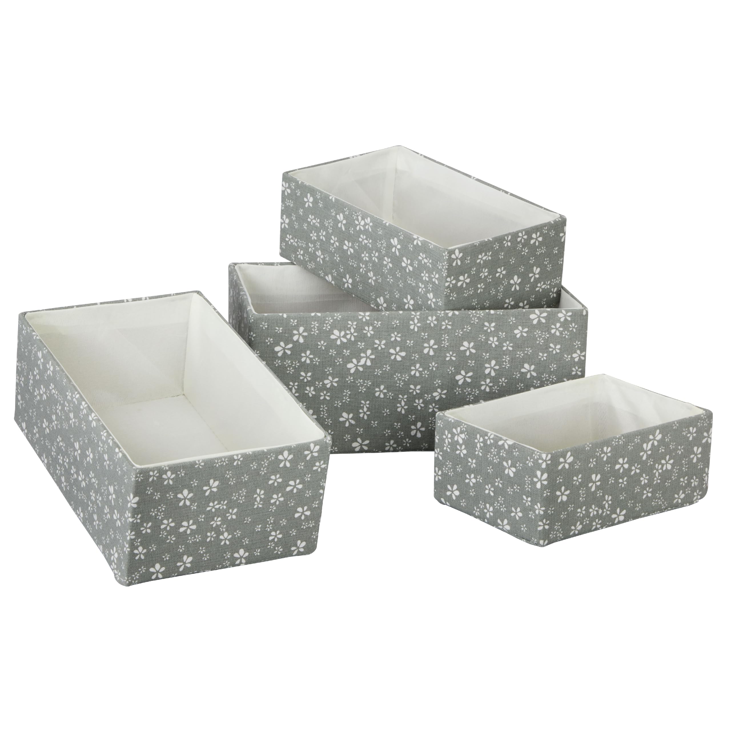 Kolorr Daisydrop Cloth Basket (S,M,L,Xl) GreenPack Of 4 | Fabric Storage Organizer With Handles Storage Baskets For Organizing 