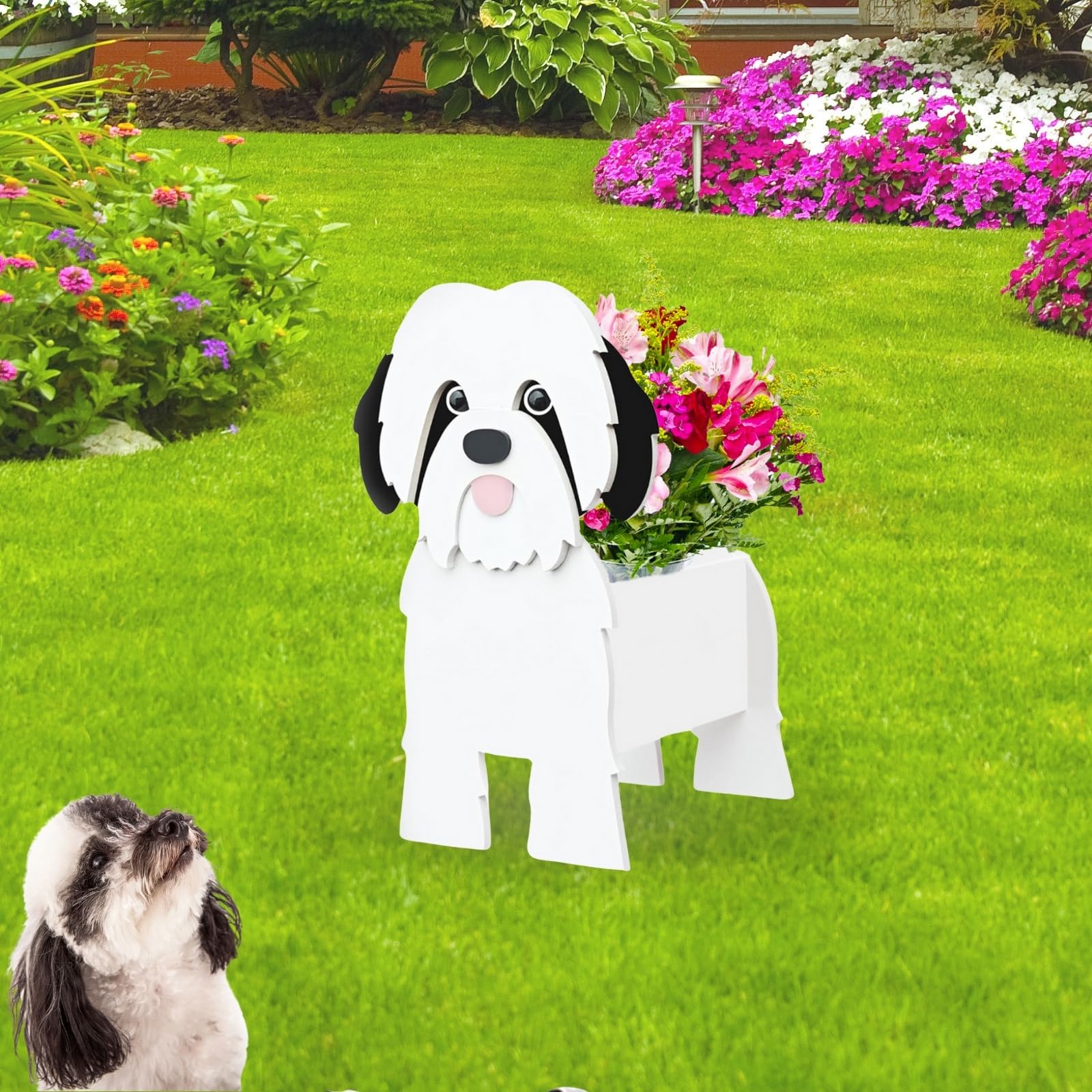 Strolfay Shih Tzu Dog Planter Plant Pots,Cute Dog Flower Planter,Gifts For Pet Lovers,Unique Animal Plant Pots,Office,Indoor Out