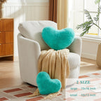 Easttree Heart Pillows, Teal Heart Shaped Pillows, Love Throw Pillows Gifts, Ultra Faux Rabbit Fur Soft Small Cute Fluffy Pillow