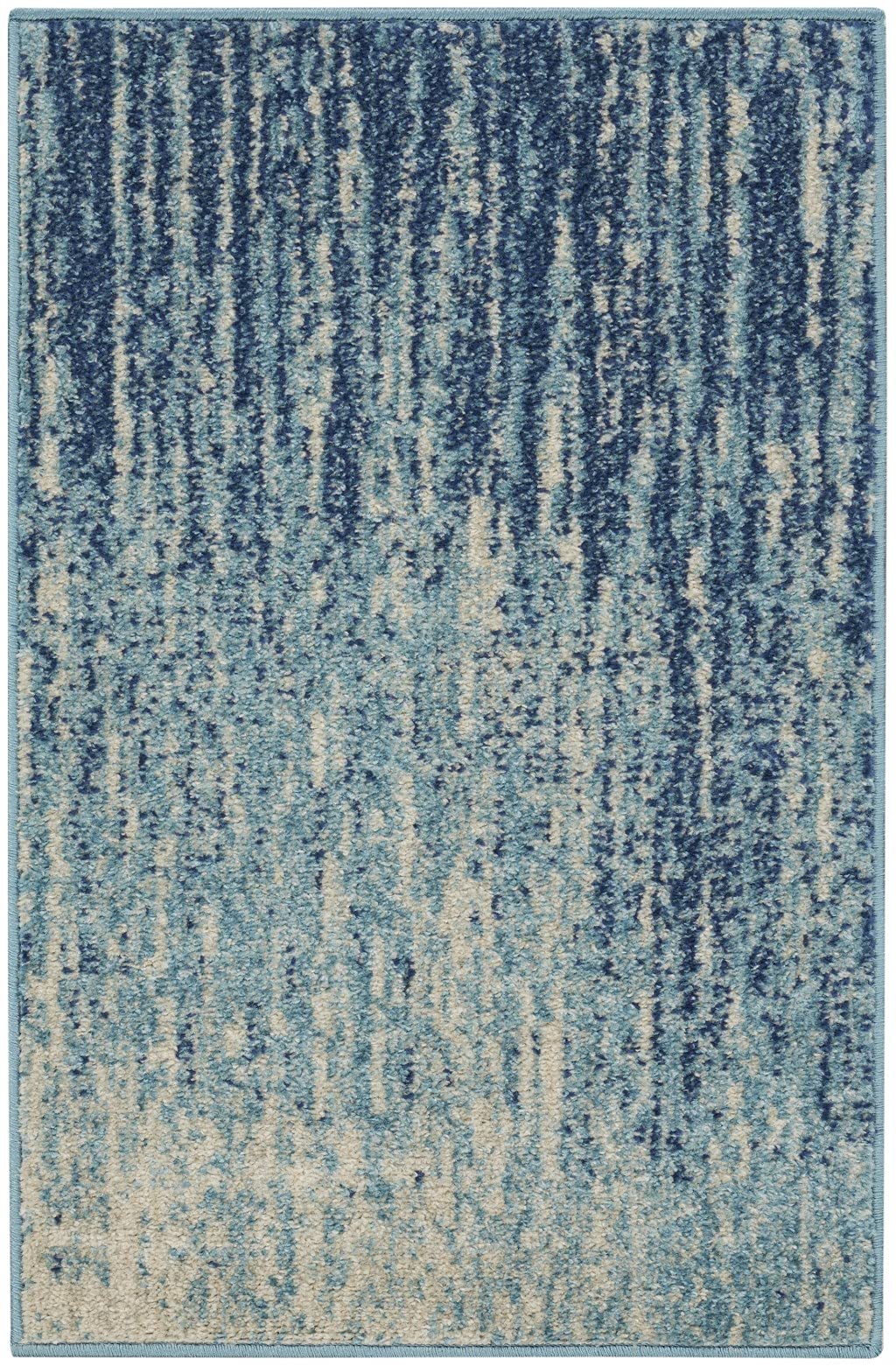 HomeRoots Navy/Light Blue 100% Polypropylene 2’ x 3’ Navy and Light Blue Abstract Scatter Rug