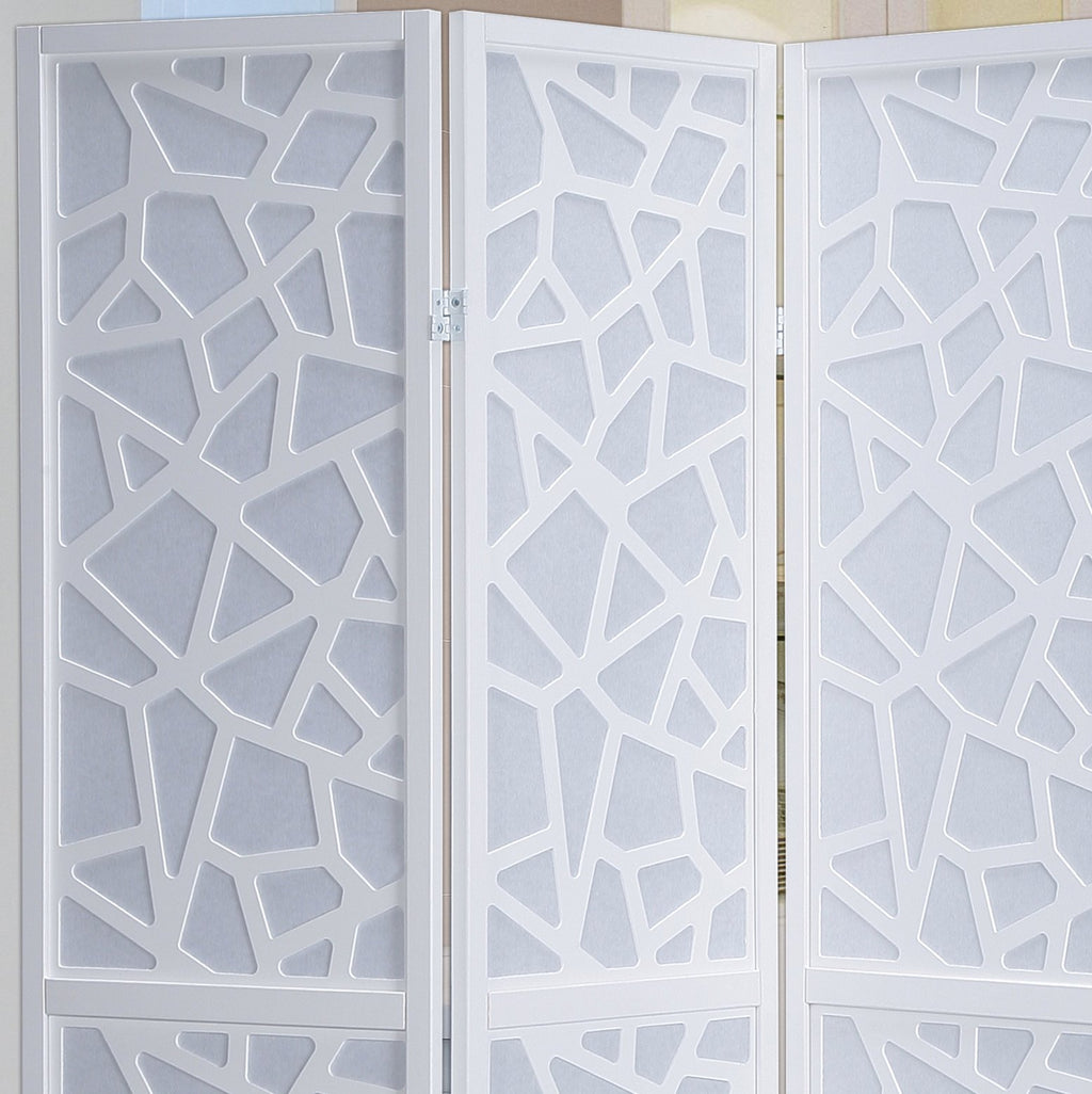 Roundhill Furniture Giyano 4 Panel Screen Room Divider, White