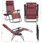 Yaheetech 26' Zero Gravity Recliners Outdoor Adjustable Folding Reclining Lounge Chairs W/Pillows, Cup Holder Trays And Carry Strap For Patio Backyard Beach Burgundy Set Of 2