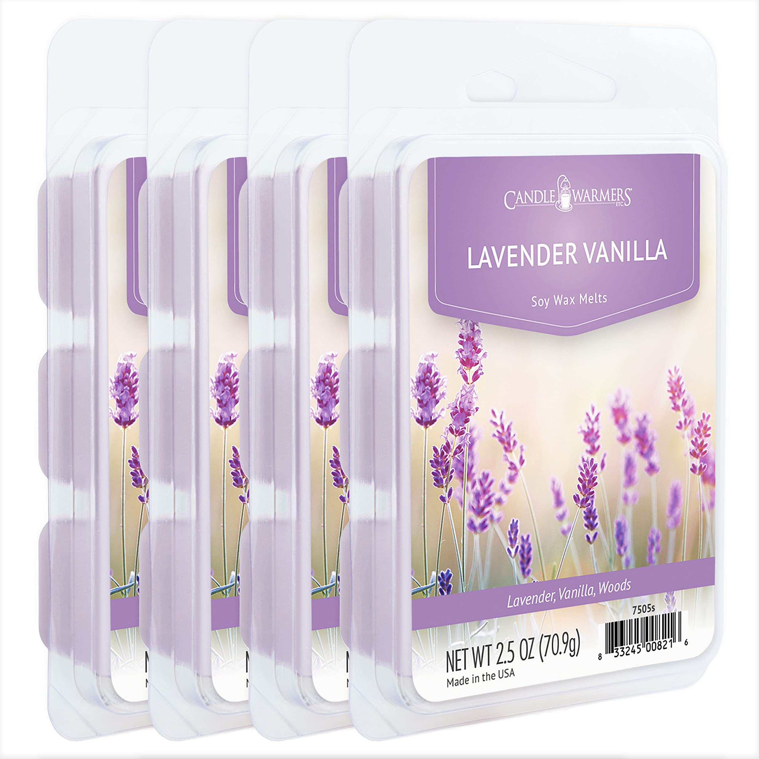 Candle Warmers Etc Classic Wax Melts 2.5oz, Lavender Vanilla Fragrance (4-Pack) - Each Pack has x4 2.5 oz Wax Melts and 30 Hours