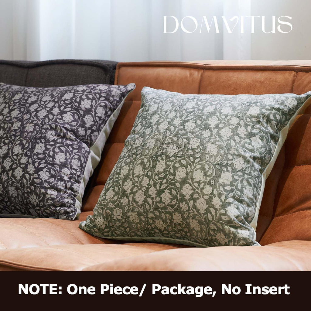 Domvitus Floral Pillow Covers 20X20, Throw Pillows For Couch, Floral Print Pillow Cover, Decorative Neutral Accent Throw Pillow Covers For Living Room, 1Pc, Laurel Green