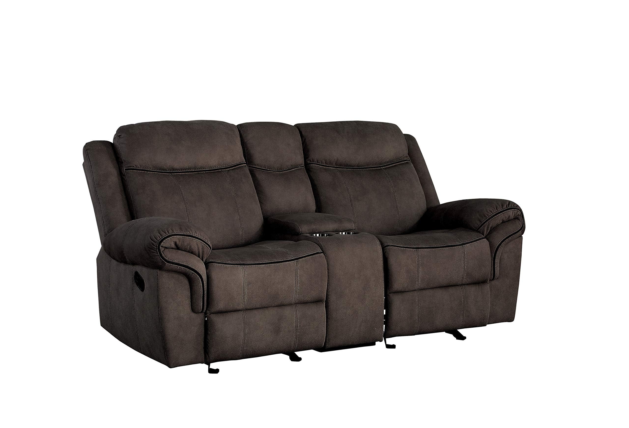Benjara, Gray Velvet Upholstered Loveseat With Usb Docks And Storage Console