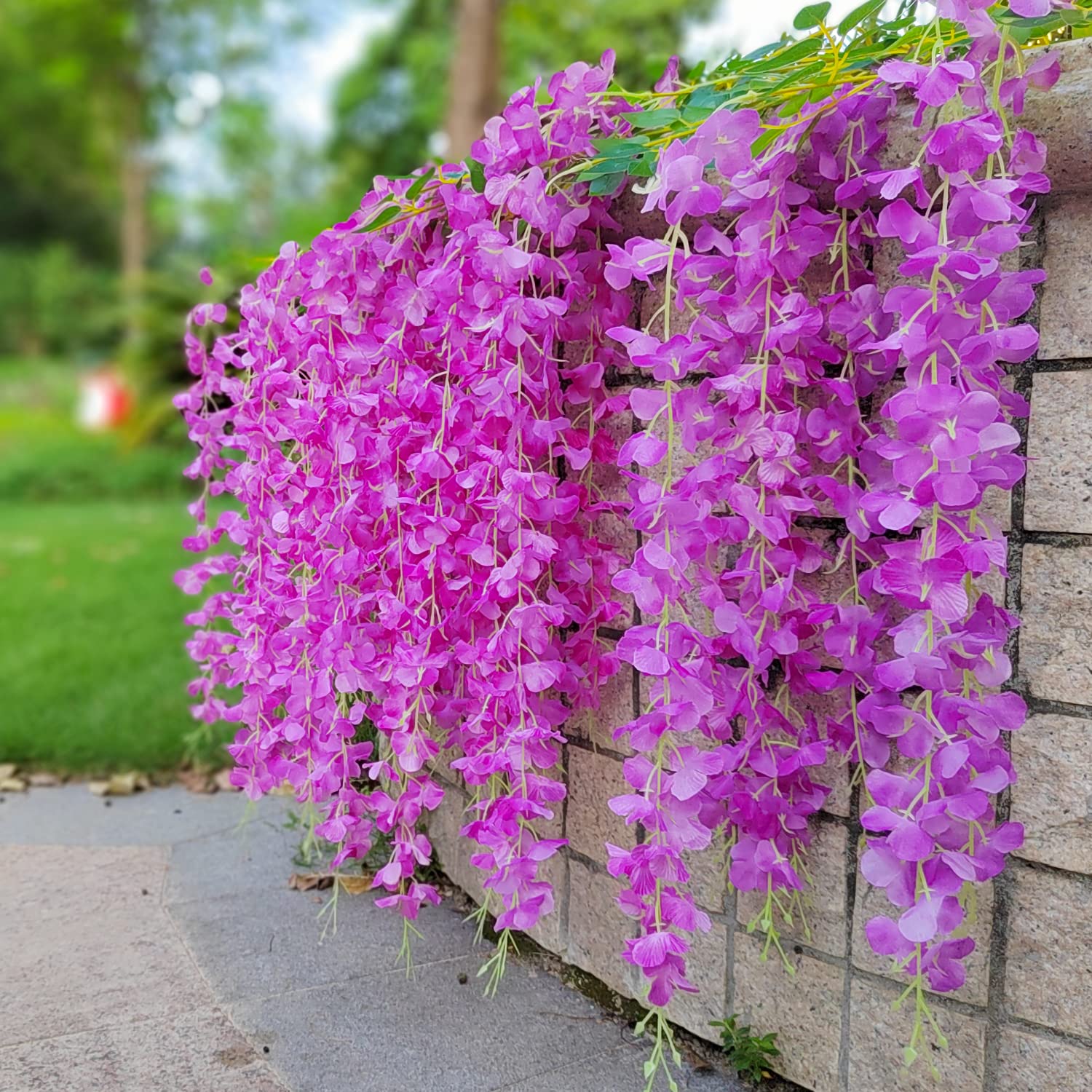 Aitisor 24 Pack Artificial Fake Wisteria Vine Ratta (3.75 Feet) Hanging Garland Silk Flowers String Home Party Wedding Decor(Pur