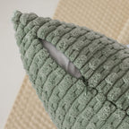 Kevin Textile Throw Pillow Covers Soft Corduroy Decorative Set Of 2 Boho Striped Pillow Covers Pillowcases Farmhouse Home Decor For Couch Bed Sofa Living Room 20X20 Inch Greyish Green