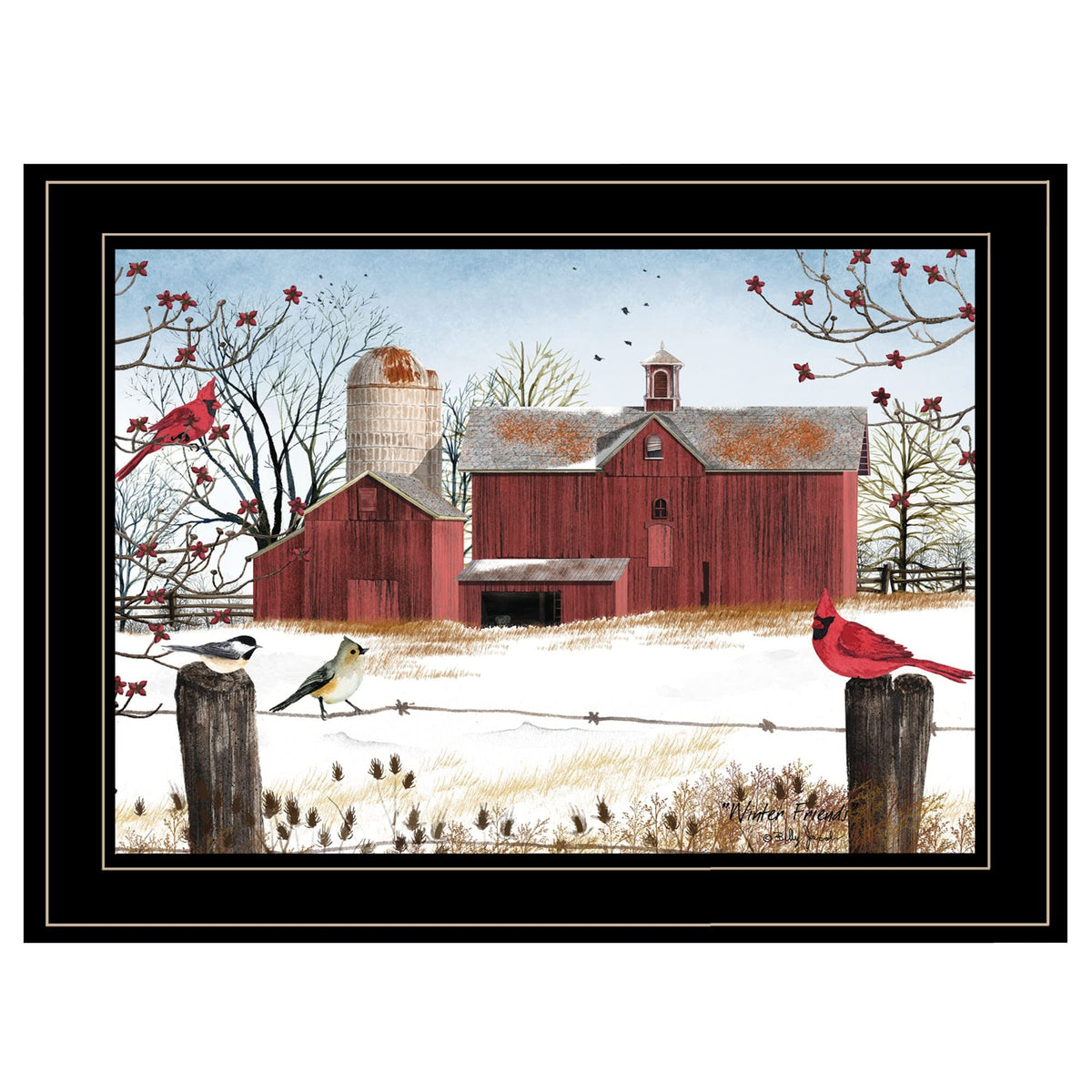 Winter Friends 3 Black Framed Print Wall Art