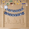 Zyozique 13 Pieces Ramadan Kareem Decoration Combo | Islamic Party Decoration Set with Ramadan Kareem Paper Banner & Swirls Hang