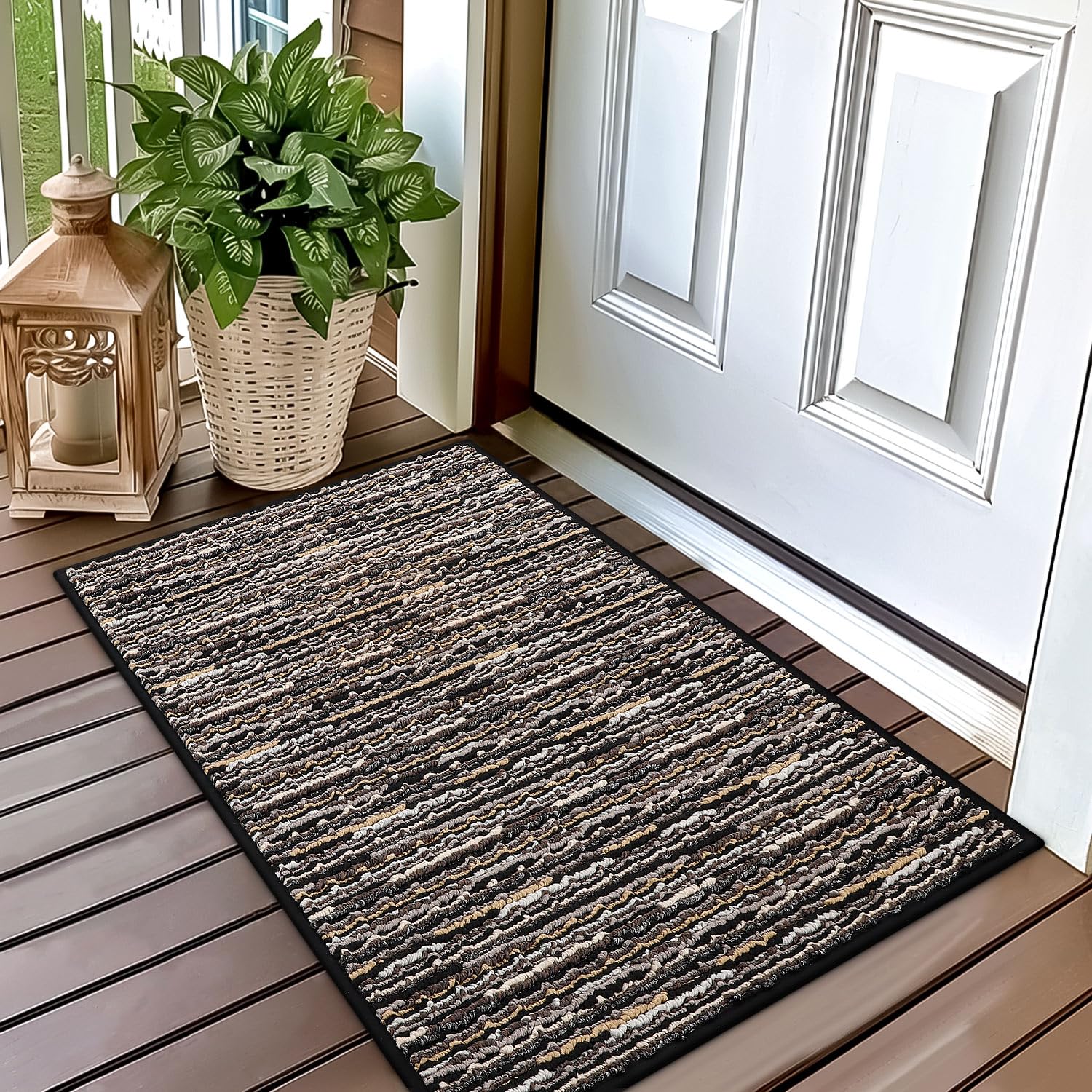 Hicorfe Indoor Doormat,24'X35' Front Back Door Mat,Durable Non Slip Rubber Backing,Low-Profile Absorbent Resist Dirt Washable