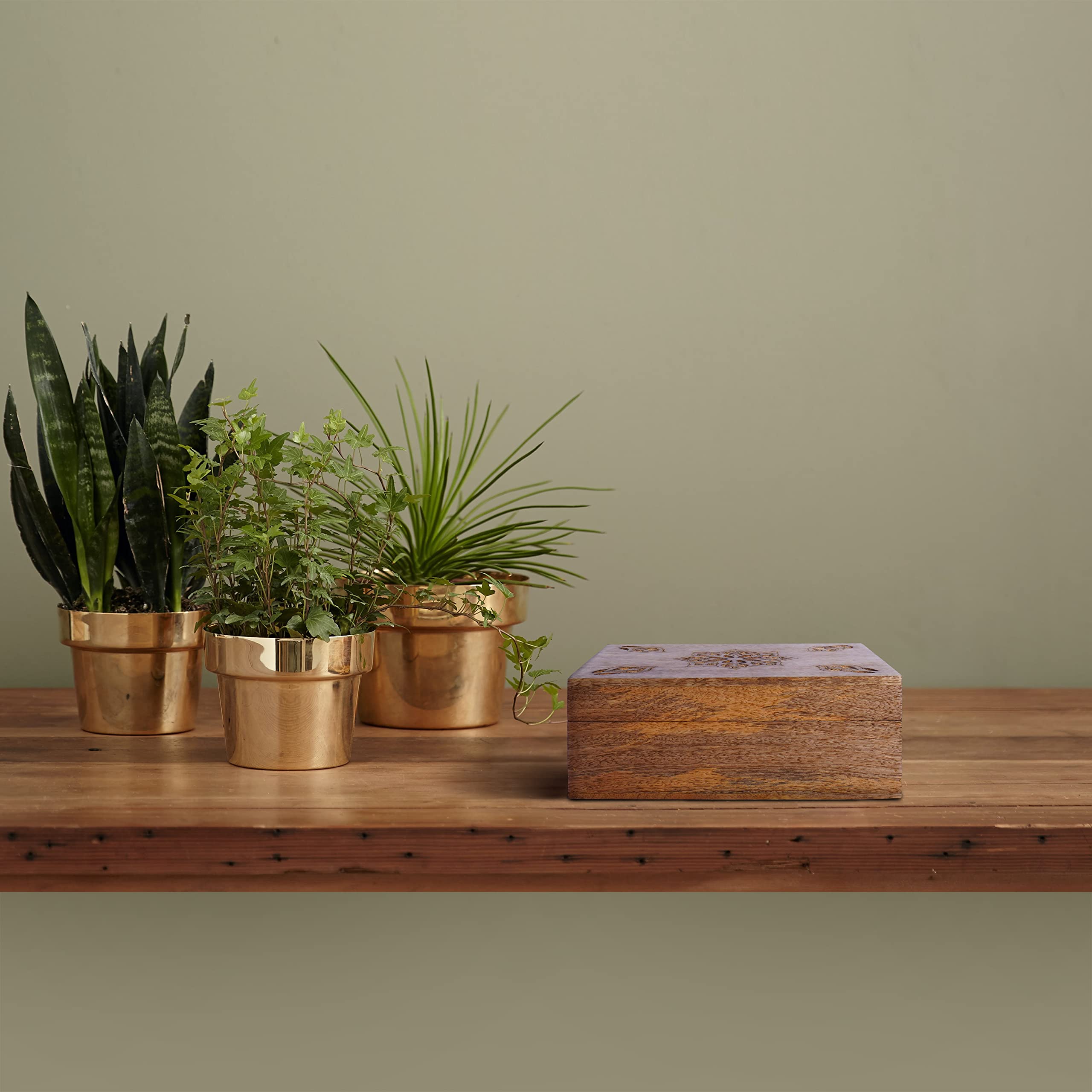 Mela Artisans Decorative Storage Box With Hinged Lid - Light Burnt, Xl | 10.5    X 7.5    X 4    | Rustic Serena Style | Crafted