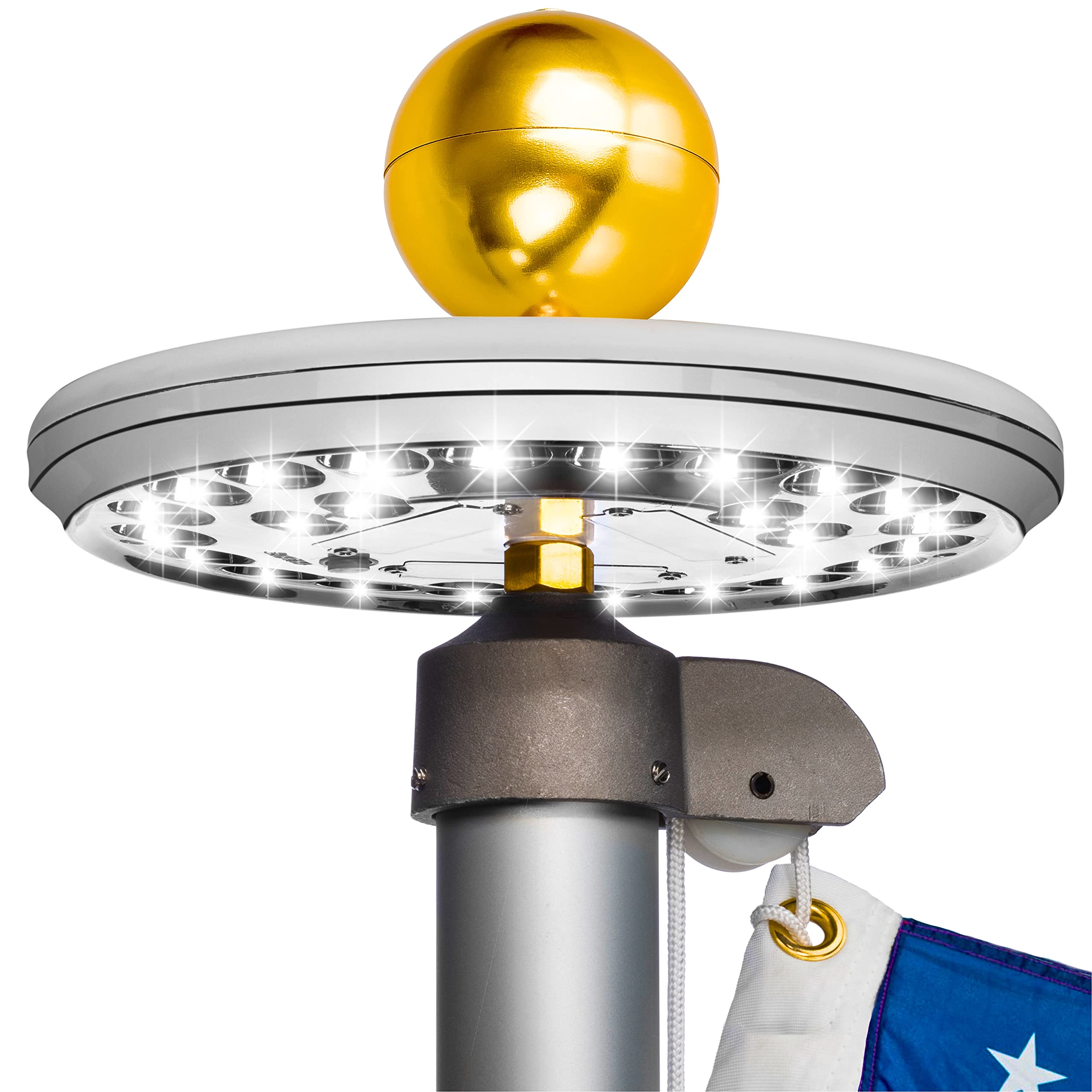 Deluxe Flag Pole Light Solar Powered - 1300 Lumen Solar Light For Flagpole - Light Up American Flag Outdoor With Solar Flag Pole