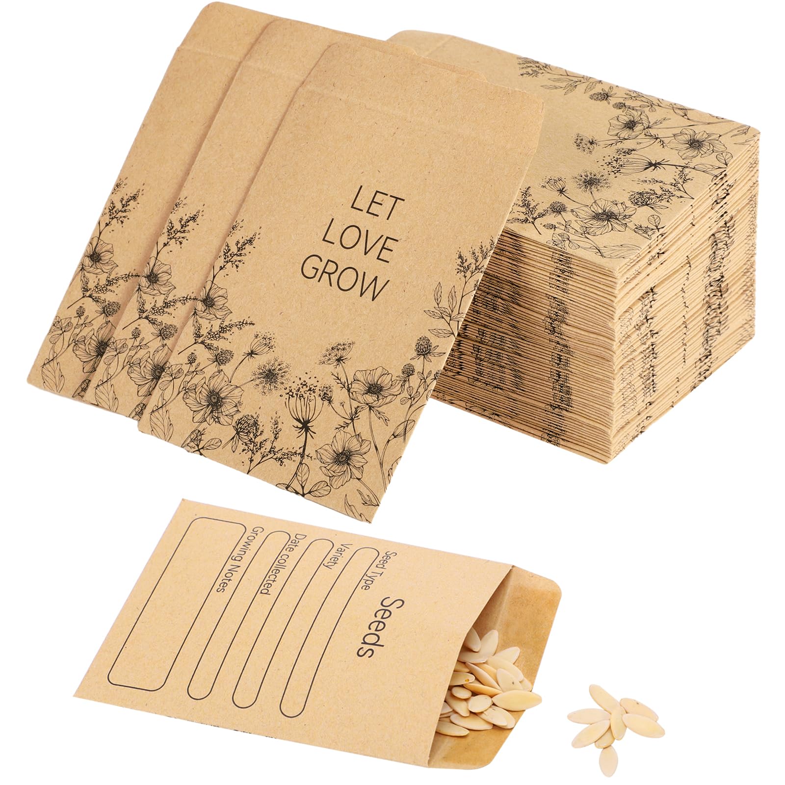 300 Pieces Seed Envelopes - 3.15 X 2.36In Preprinted Small Collecting Template For Flower & Vegetable Seeds Storage
