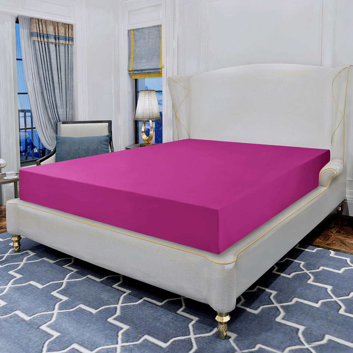 Elegant Comfort Luxurious Wrinkle Resistant 1500 Thread Count Egyptian Quality 1-Piece Fitted Sheet All Around Elastic -Deep Poc