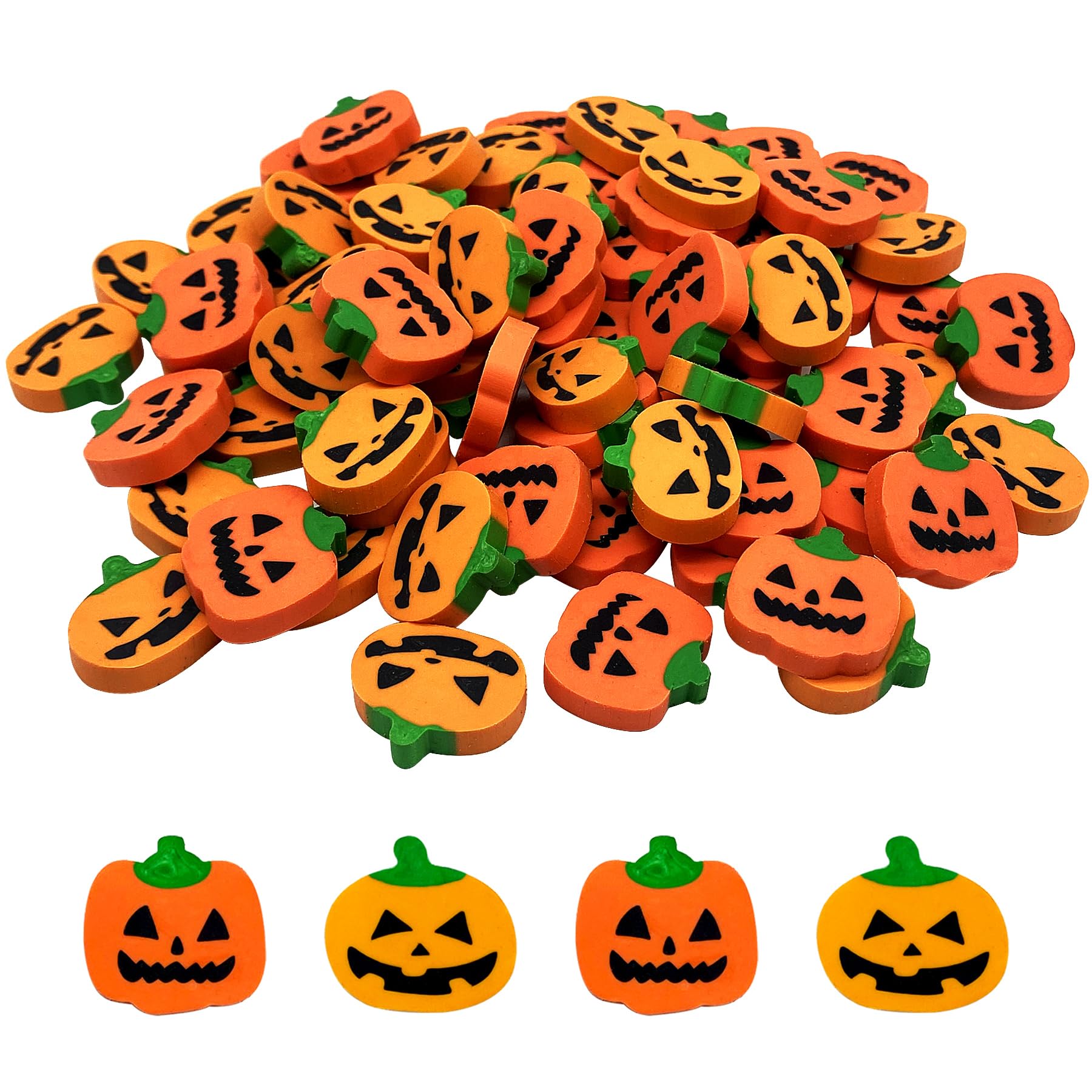 Zakvoor 80 Pcs Pumpkin Erasers For Kids, Halloween Pencil Erasers Bulk For Party Favor, Gift Filling, Home School Work Reward