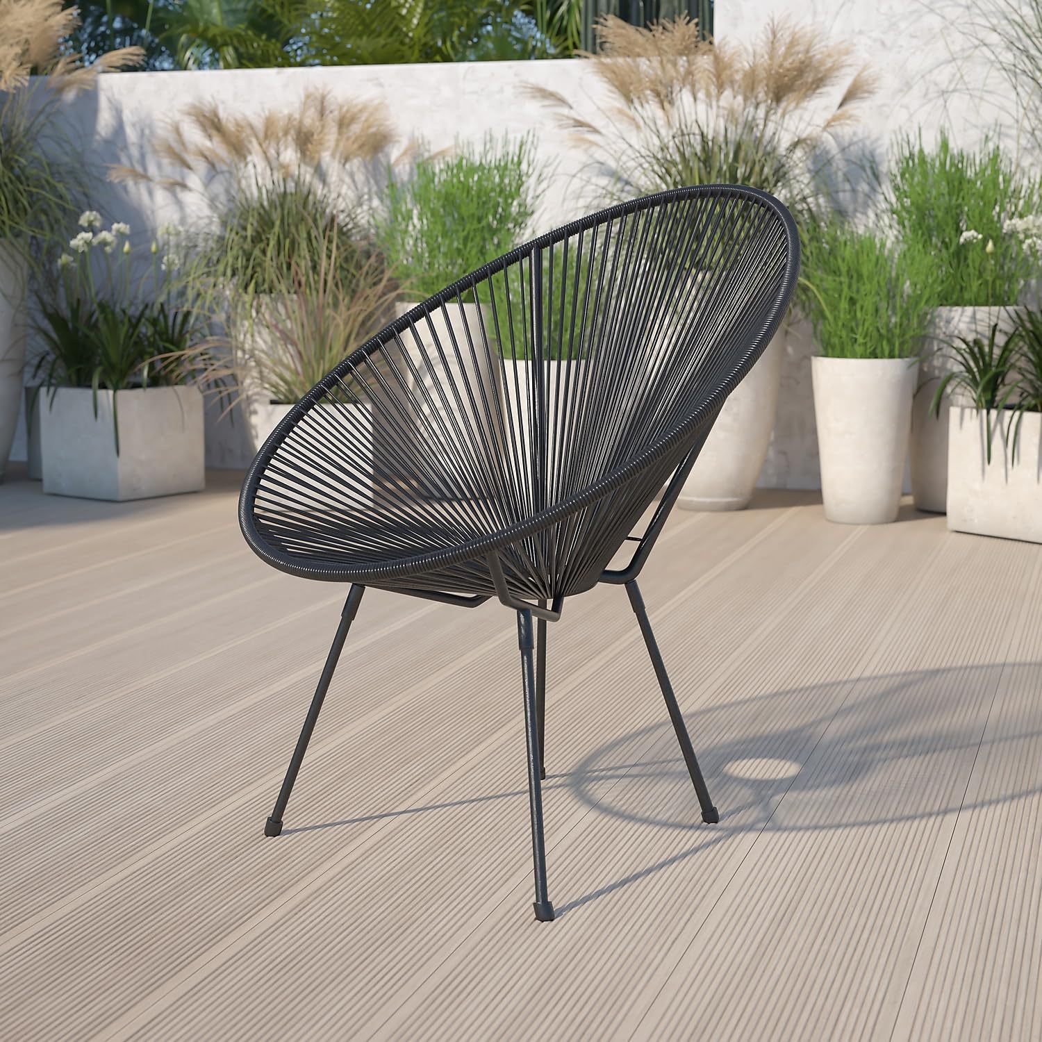 Flash Furniture Valencia Oval Comfort Series Take Ten Black Papasan Lounge Chair