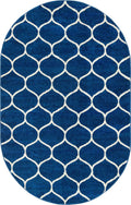 Unique Loom Trellis Frieze Collection Area Rug - Rounded (5 x 8 Oval, Navy Blue/ Ivory)