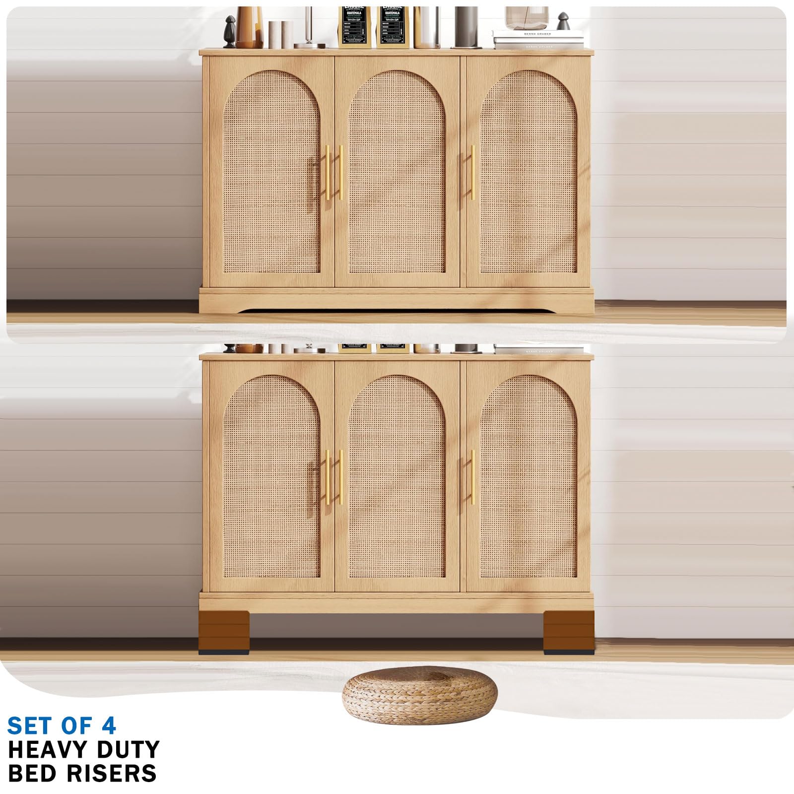 Annkut Furniture Risers 4 Inch, Heavy Duty Furniture Elevator In Heights Of 1.5, 3 Or 4 Inch, Rectangle Raising Blocks For Bed,