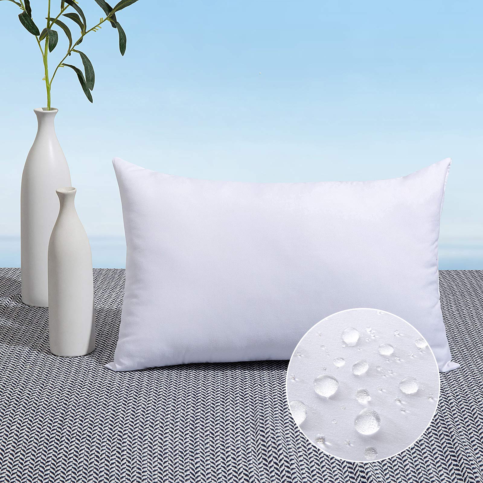 Miulee 12X18 Pillow Insert Throw Pillow Insert, Outdoor Pillows Water-Resistant Premium Outdoor Pillow Stuffer Sham Lumbar For C