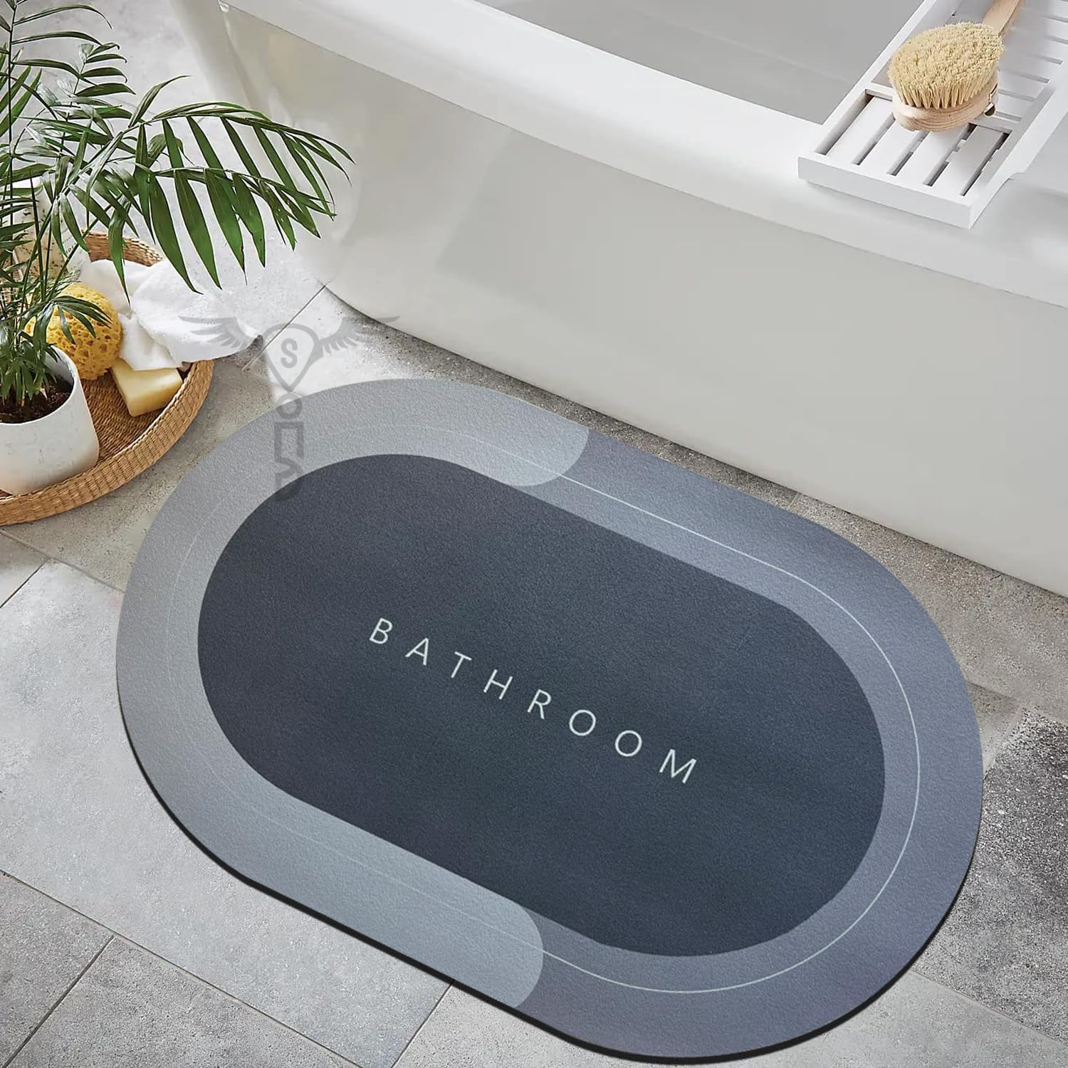 ZIKIBL Rubber Bath Mat,AntiSkid Water Soaking Bathroom Rug Door,Floor mat, Soft Quick Dry Water Absorbent Mat for Home Office 4