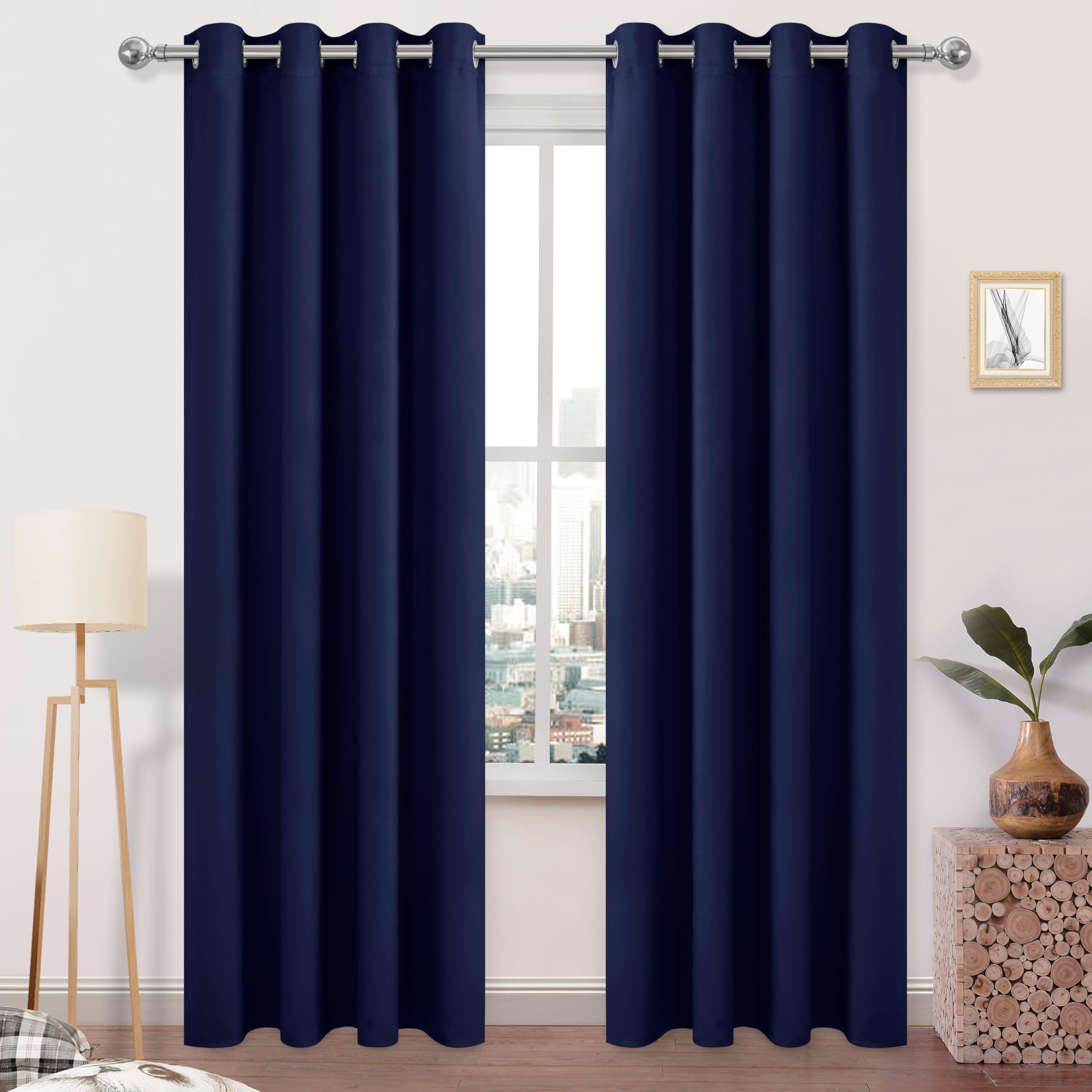 Dwcn Navy Blue Blackout Curtains 84 Inches Long, Room Darkening Thermal Curtains For Bedroom, W52 X L84 Inches Long, 2Pcs