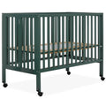 Dream On Me Quinn Full-Size Folding Crib in Olive, Removeable Wheels, Modern Nursey, Adjustable Mattress Support, Portable Crib,