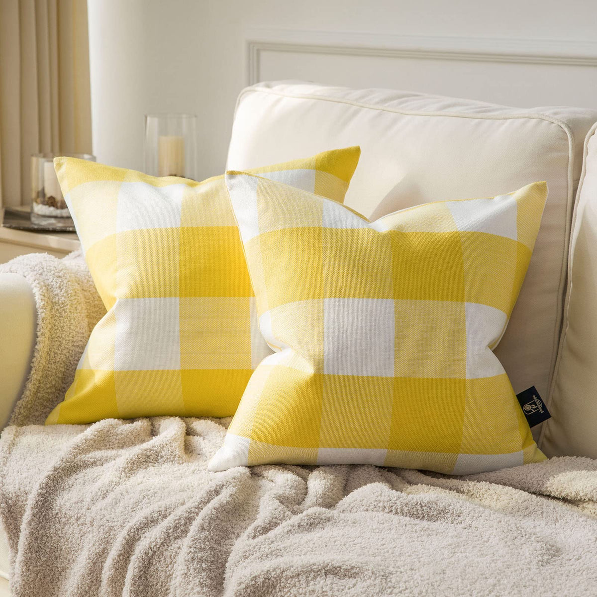 Phantoscope Pack Of 2 Buffalo Check Plaid Throw Pillow Covers Outdoor Indoor Throw Pillows Farmhouse Square Pillow Cases For Hom