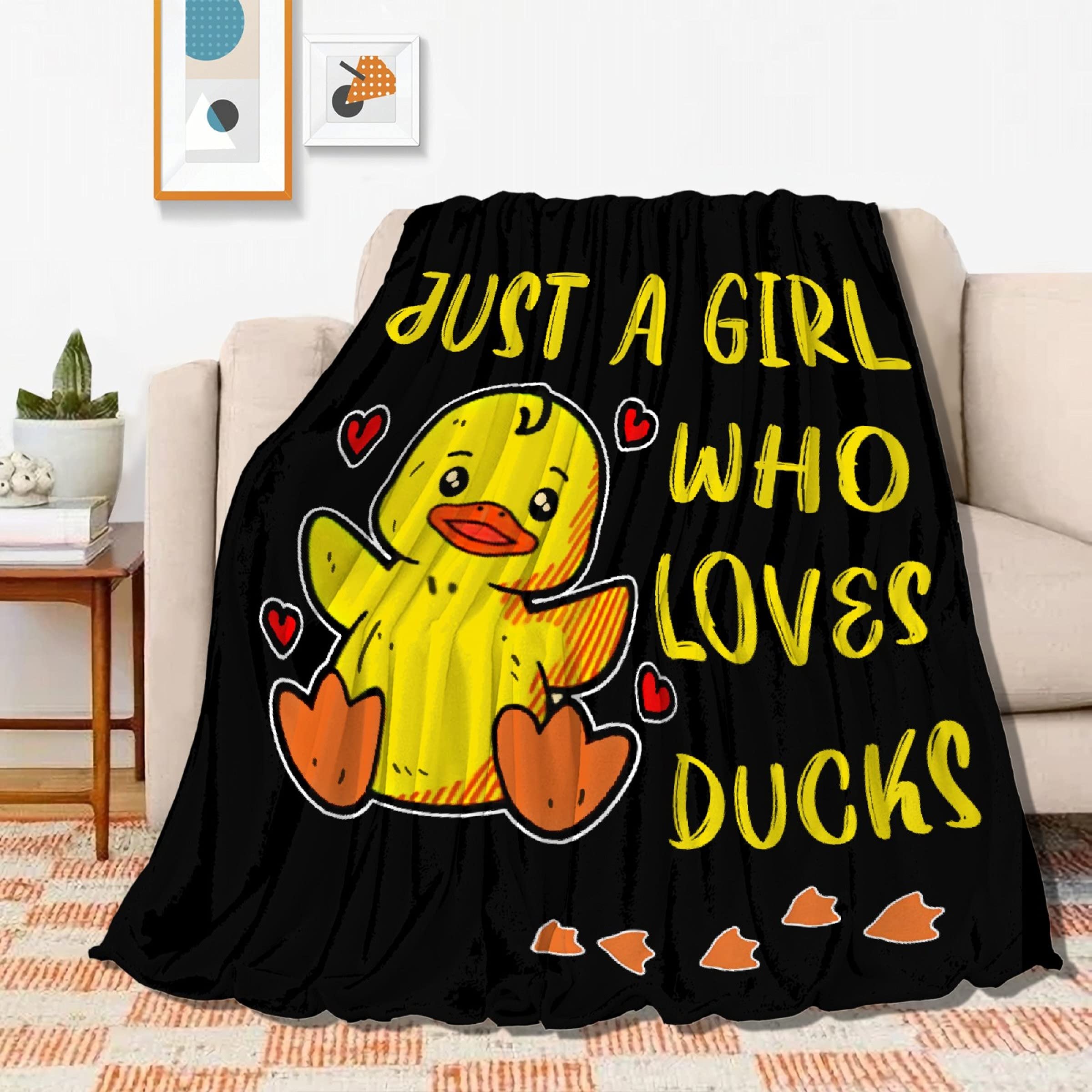 Just Girl Loves Ducks Blanket Soft Blankets And Throws Flannel Cozy Lightweight Quilt Gift Perfect For Bed Sofa Couch-60 X50 Med