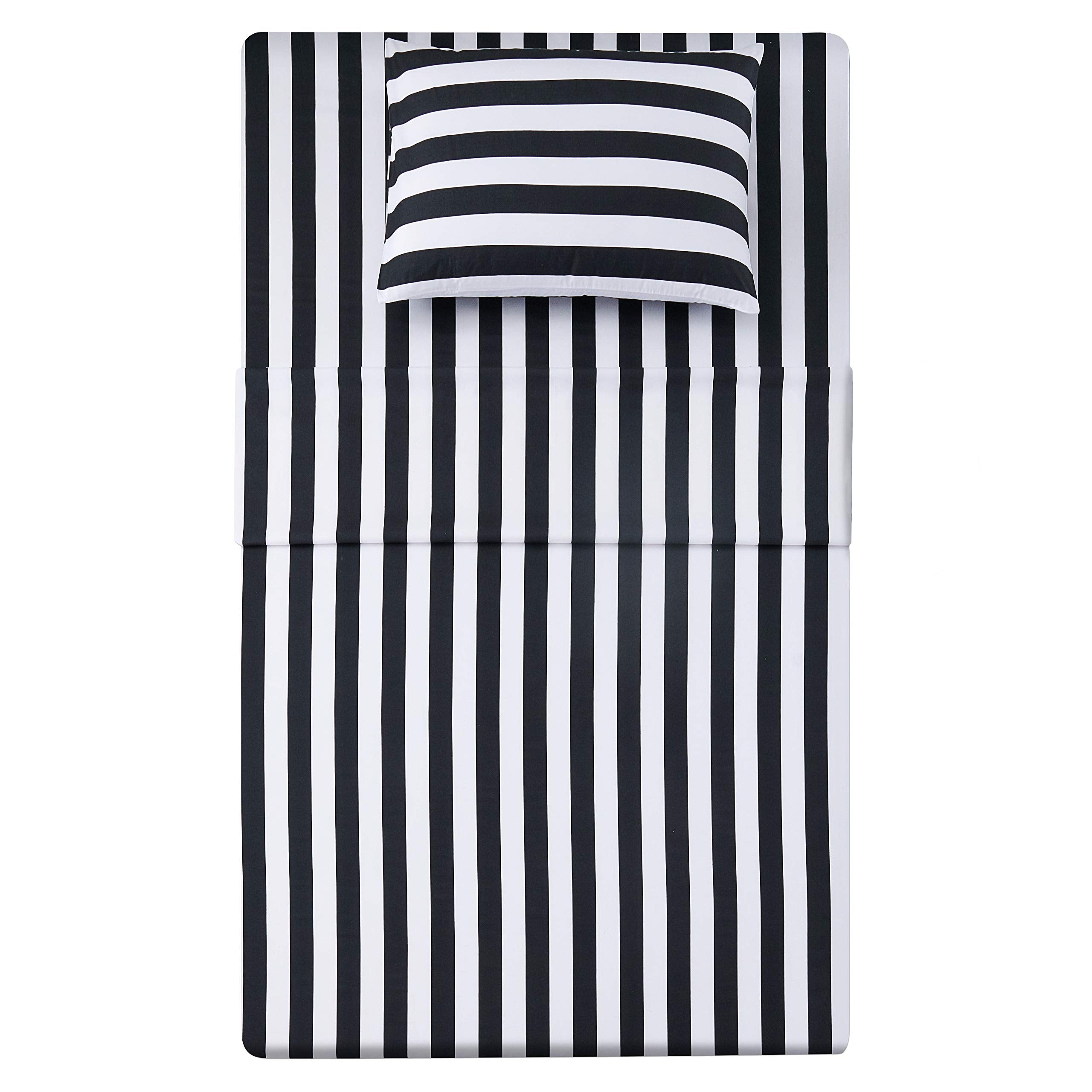 Best Season Stripe Sheet Set-3 Piece Super Soft Microfiber Bedding-Deep Pocket, Stain, Fade & Wrinkle Resistant(Twin Size,Black&