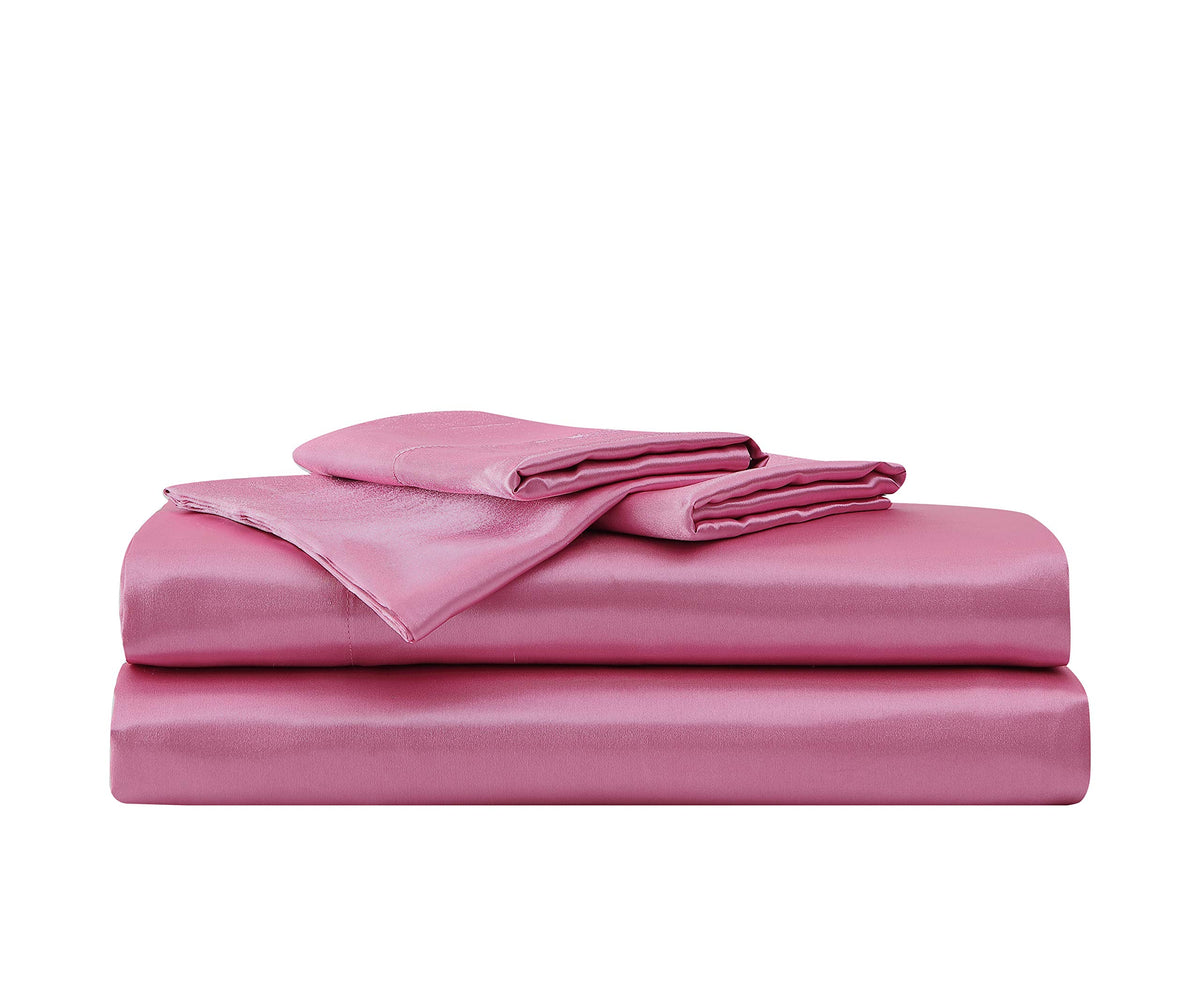 Betsey Johnson - Full Sheets, Luxurious Satin Bedding Set, Smooth & Silky Home Decor (Pink, Full)