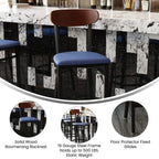 Flash Furniture Wright Commercial Barstool - Walnut Finish Wood Boomerang Back - Blue Vinyl Seat - 500 Lb. Capacity Black Steel Frame - Integrated Footrest